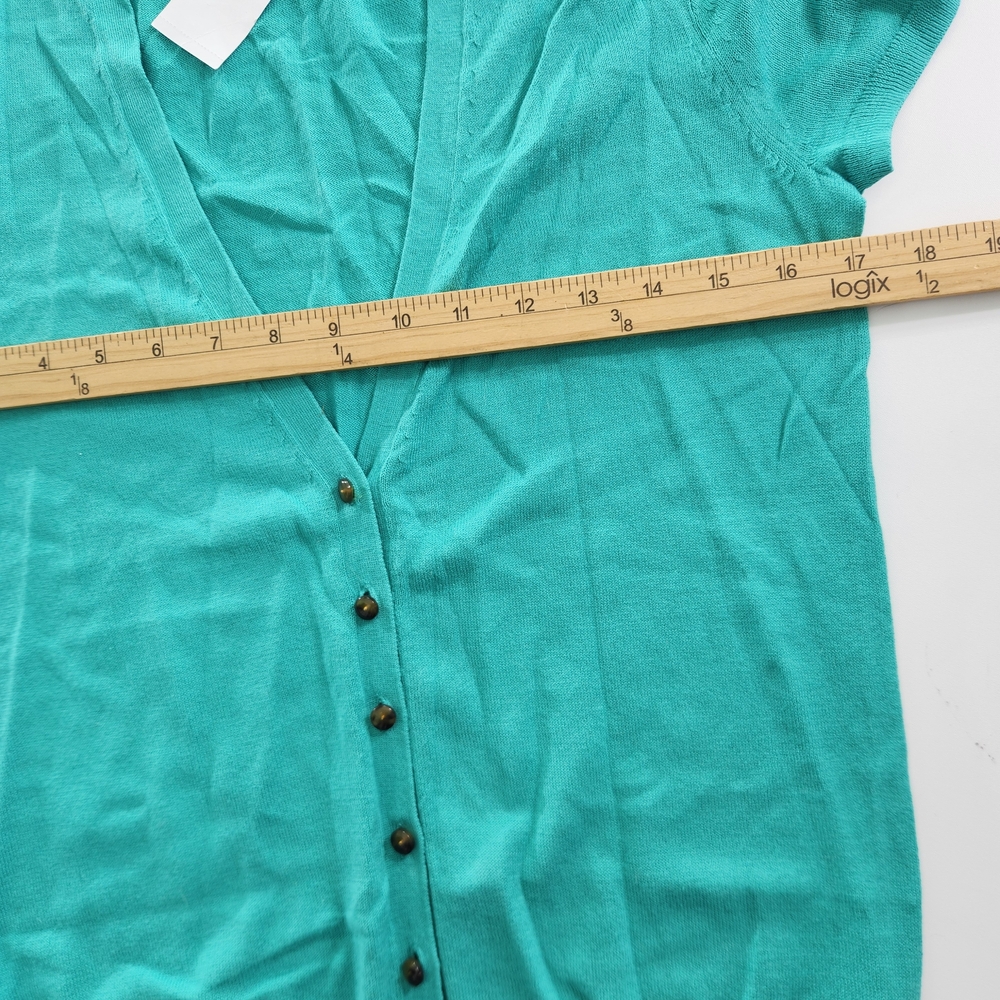 J Crew Factory Womens Cardigan Size S Short Sleeve Cotton Button Up Green 01 - Picture 5 of 10